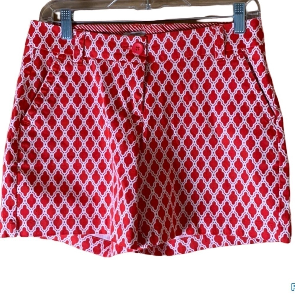 Crown & Ivy red and white geometric print shorts Size 2